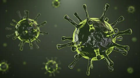 Infected environment. Viral agents close up. Stockillustratie