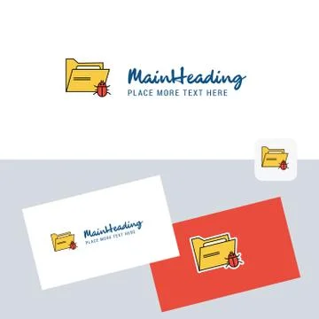 Infected folder  vector logotype with business card template. Elegant corpora Stock Illustration