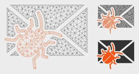 Infected Mail Vector Mesh Network Model and Triangle Mosaic Icon Stock Illustration
