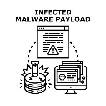 Infected malware payload attacking data security concept Stockillustratie