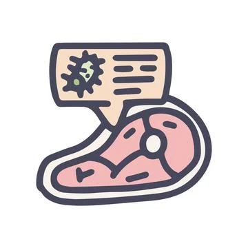 Infected meat color vector doodle simple icon Stock Illustration
