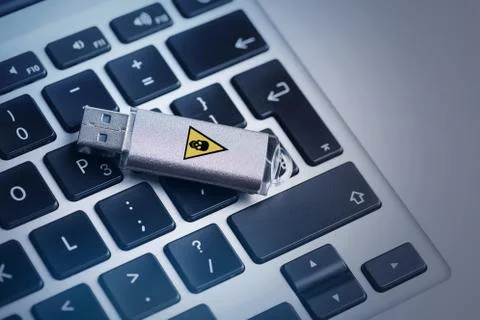Infected memory drive is on notebook Stock Photos