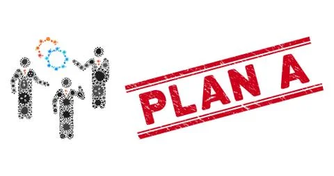 Infected Mosaic Plan Icon and Grunge Plan A Stamp with Lines 스톡 일러스트