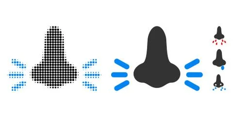 Infected Nose Halftone and Solid Icon Stock Illustration
