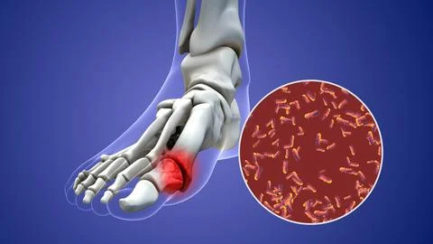 Infected Osteoarthritic Joints Causing Foot Discomfort Stock Illustration
