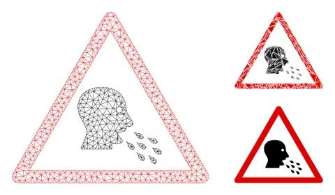 Infected Patient Warning Vector Mesh Network Model and Triangle Mosaic Icon Stock Illustration