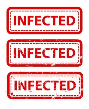 Infected, Set Rectangle Red Vector Rubber Stamp Effect at White Background Stock Illustration