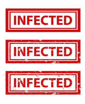 Infected, Set Rectangle Red Vector Rubber Stamp Effect at White Background Stock Illustration