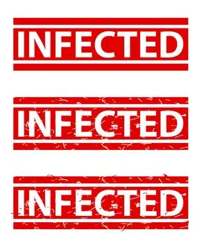 Infected, Set Rectangle Red Vector Rubber Stamp Effect at White Background Stock Illustration