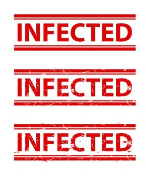Infected, Set Rectangle Red Vector Rubber Stamp Effect at White Background Stock Illustration