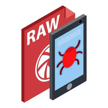Infected smartphone icon isometric vector. Smartphone with bug raw file format Illustrazione stock