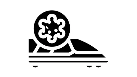 Infected train glyph icon animation 스톡 동영상 166673007