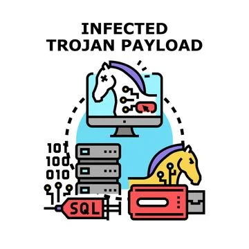Infected trojan payload malicious cyber attack vector 스톡 일러스트