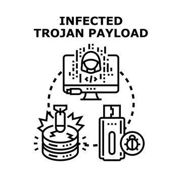 Infected trojan payload system penetration concept Stock Illustration