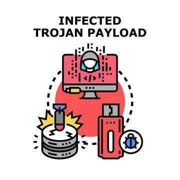 Infected trojan payload system penetration concept Stock Illustration