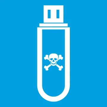 Infected USB flash drive icon white Stock Illustration
