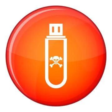 Infected USB flash drive icon, flat style イラスト素材