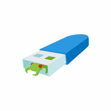 Infected USB flash drive icon, cartoon style 스톡 일러스트