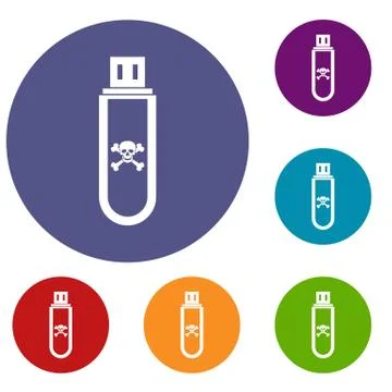 Infected USB flash drive icons set Stock-Illustration