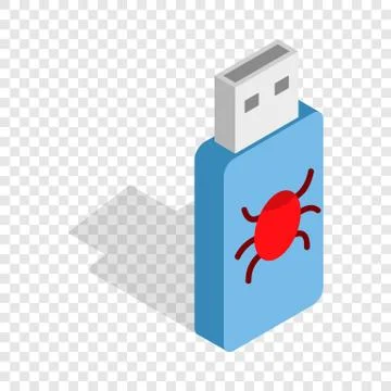 Infected USB flash drive isometric icon 스톡 일러스트