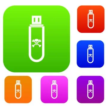 Infected USB flash drive set collection イラスト素材