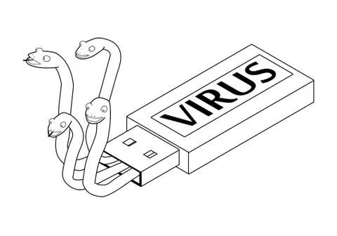 Infected USB flash drive virus. Stock Illustration