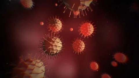 Infected virus inside the blood. Coronavirus 3D rendering Stock Footage 126088049