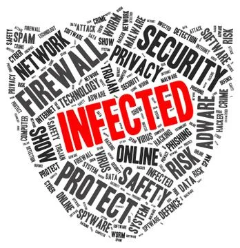 Infected word cloud in a shape of shield イラスト素材
