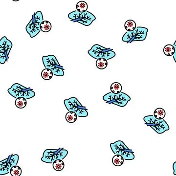 Infection and virus of lungs vector seamless pattern Stock Illustration