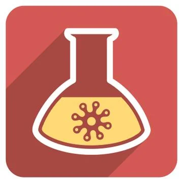 Infection Container Flask Flat Rounded Square Icon with Long Shadow Stock Illustration