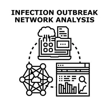 Infection outbreak network analysis and spread tracking Stock Illustration