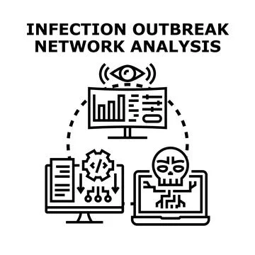 Infection outbreak network analysis concept illustration vector Illustrazione stock