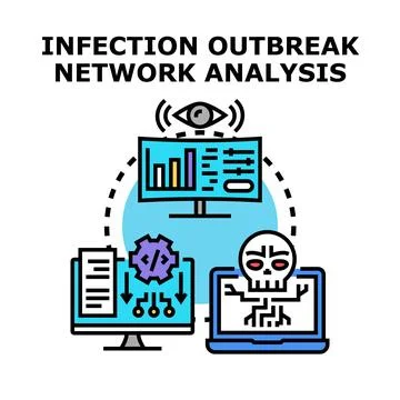 Infection outbreak network analysis concept illustration vector Stock Illustration