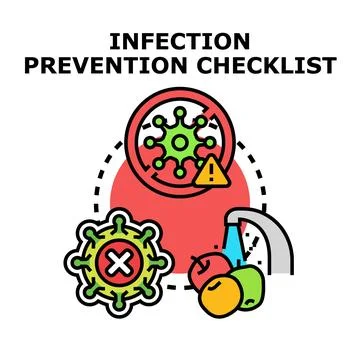 Infection prevention checklist process controlling virus spread Stock Illustration