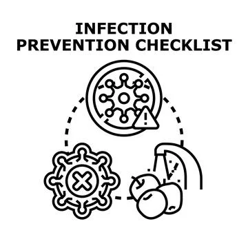 Infection prevention checklist process controlling virus spread Stock Illustration
