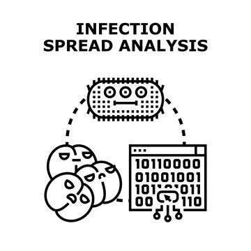 Infection spread analysis and data tracking concept Stock Illustration