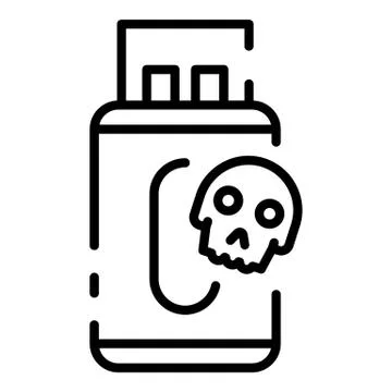 Infection of USB flash drives icon, outline style Stock Illustration