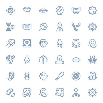 Infection Vector Icon Library with 36 Bold Line 256x256 Pixel Aligned Designs Stock Illustration