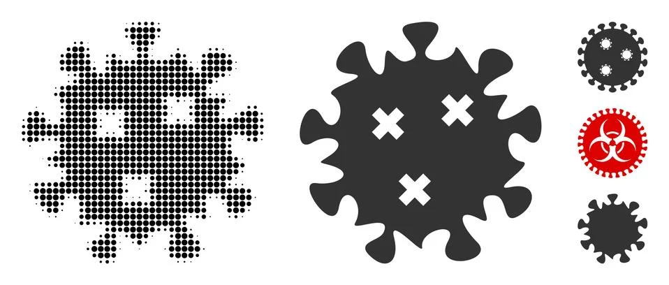 Infection Virus Halftone and Solid Icon Stock Illustration