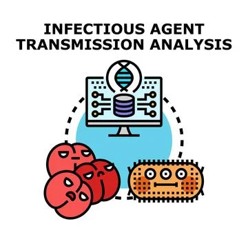 Infectious agent transmission analysis vector illustration Stock Illustration