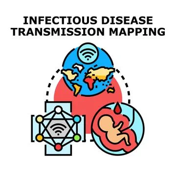 Infectious disease transmission mapping global health data Stock Illustration