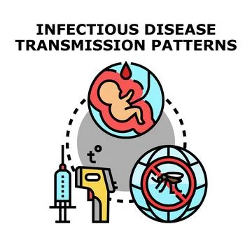 Infectious disease transmission patterns and contagion process Stock Illustration