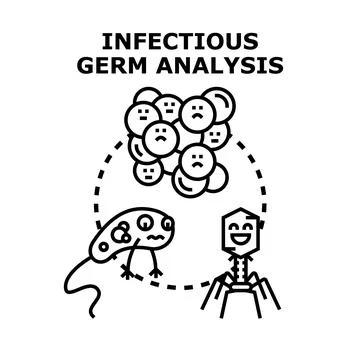 Infectious germ analysis exploring microscopic pathogens Stock Illustration