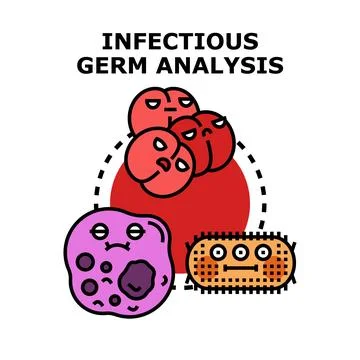 Infectious germ analysis identifying harmful microorganisms researching disea Stock Illustration