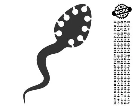 Infectious Microbe Icon with Men Bonus Illustrazione stock