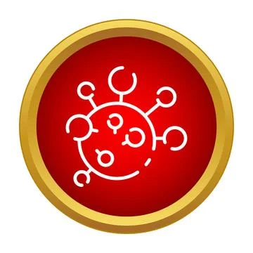 Infectious virus or bacteria microbe icon on red background Stock Illustration
