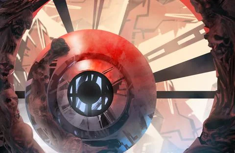 Infernal futuristic background artwork backdrop. 스톡 일러스트