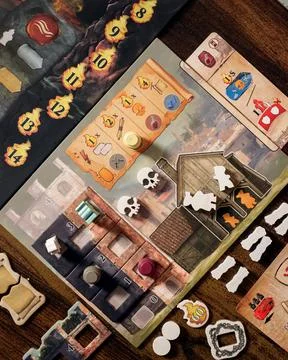 Inferno board game components close up with soul tokens Stock Photos