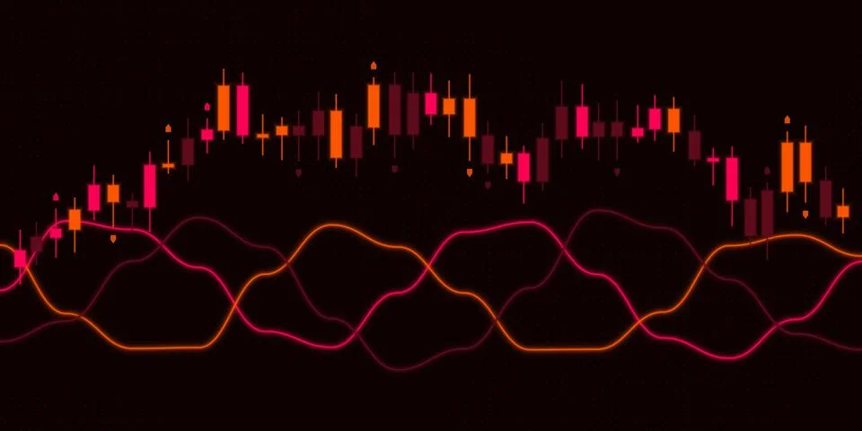Inferno Red Crypto Candlestick Chart Financial Market Data 스톡 일러스트