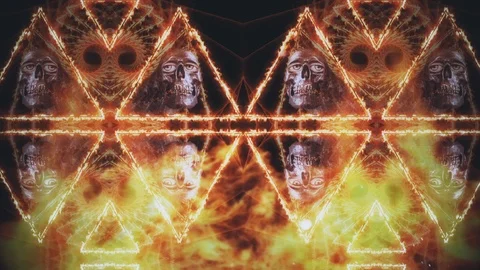 Inferno Skulls Burning In Hell, Dead Souls Loop Stock Footage 122923971
